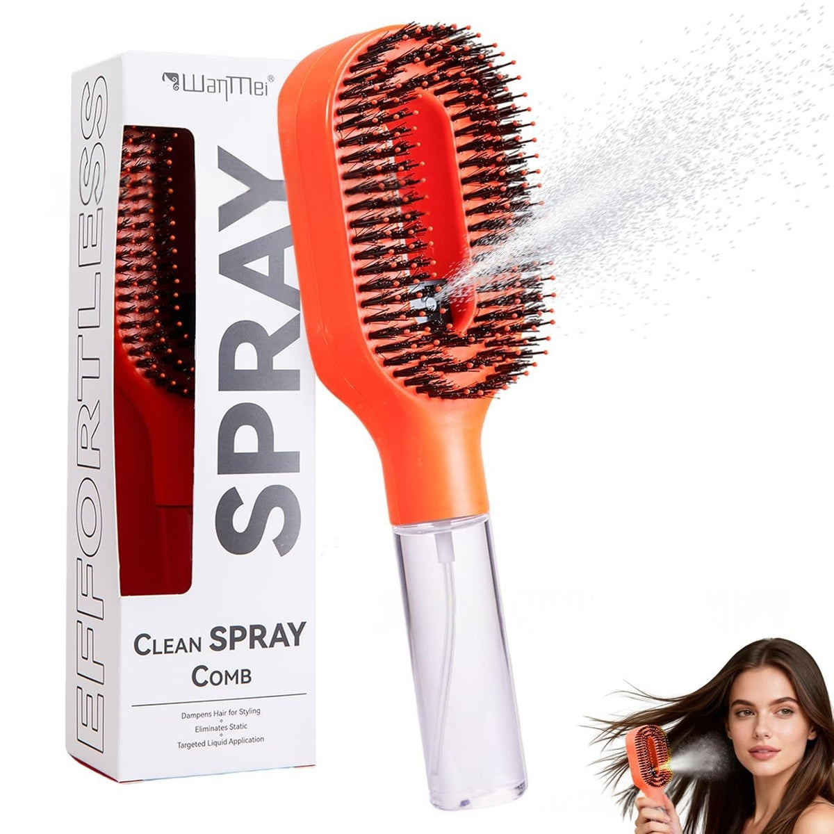 One-Click Spray Anti-Frizz Hair Brush