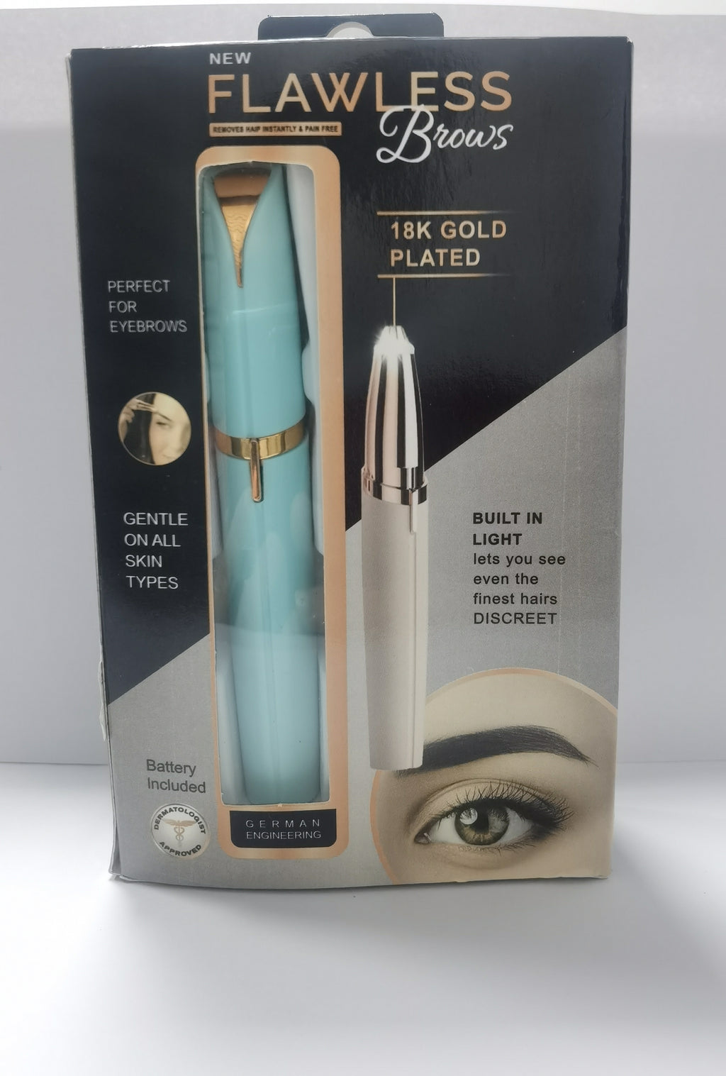 Mini Electric Eyebrow Trimmer Lipstick Brows Pen Hair Remover Painless Razor Epilator with LED Light